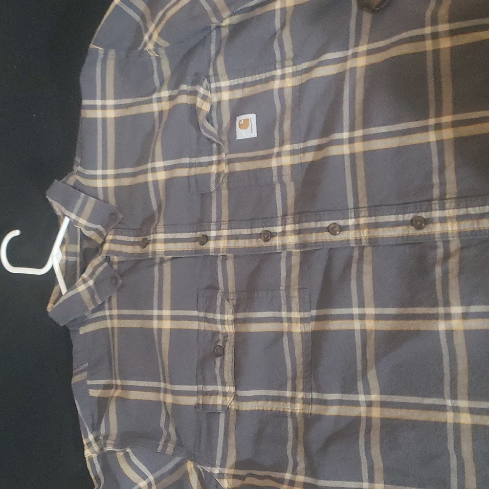 Carhartt men's button down long sleeve shirt. Size XL TALL loose fit blue/grey